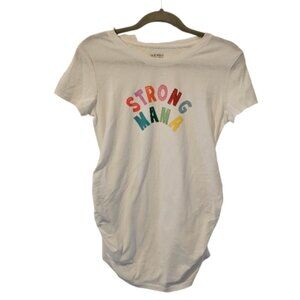White Old Navy Women's Maternity " Strong Mama"  Graphic Side-Shirred T-Shirt
